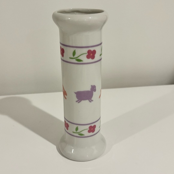 Vintage FTDA Easter ceramic flower vase white glaze & pink made in Japan 1988 - Picture 5 of 9